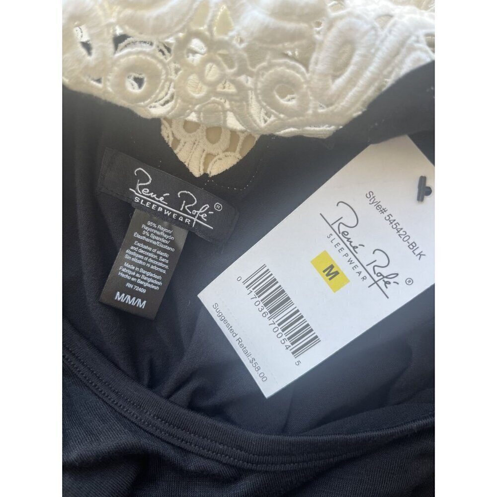 Rene Rafe NWT Black Crochet Lace Back Sleepwear Tank Top M - Picture 4 of 4